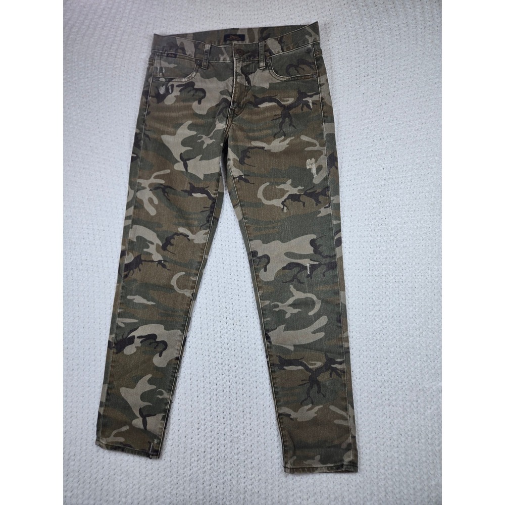 Polo Ralph Lauren Astor Slim Boyfriend Camo Jeans Green Distressed Womens 26